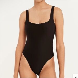 J.Crew Ribbed Square Neck Black One Piece Swimsuit 24 NWT